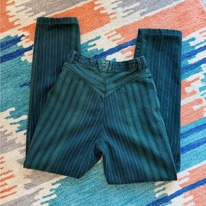 Vintage Blaze Jeans 7/27 Green Black Stripe Curvy